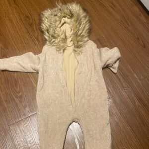Baby tan color sweater button up snowsuit. Size 0-12months. *BRAND NEW*